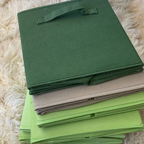 Set of Green and Beige Storage Bins - Picture 1 of 4
